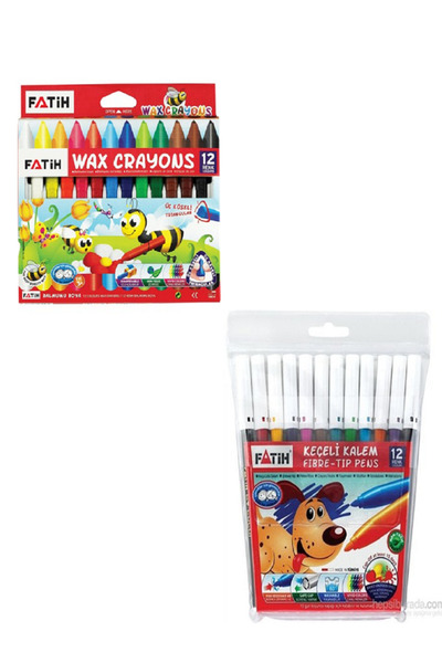 Fatih 12'Li Jumbo Mum Boya + Fatih 12'Li Keçeli Kalem / 24 Parça Set