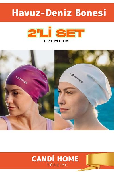 VARESSA New Generation Trend Waterproof Silicone Swimming Pool Sea Cap Swimming Cap Set of 2