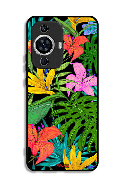 Tolwak غطاء حماية لهاتف هواوي نوفا 12 لايت بنقشة زهور استوائية وأوراق شجر
