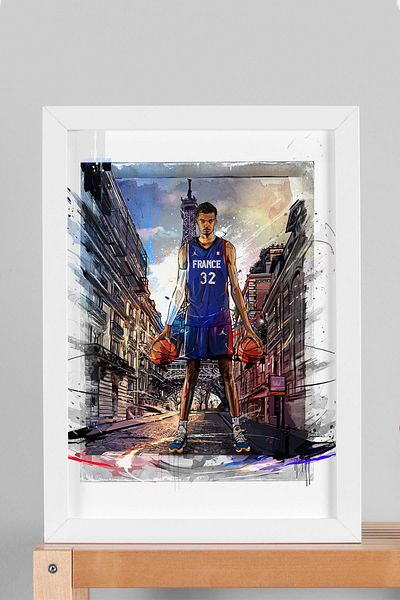 Saturn Pictură înrămată Victor Wembanyama - Pictură poster de baschet Franța
