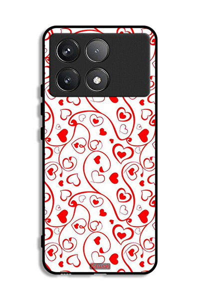 Tolwak Xiaomi Poco F6 Pro Protective Case Cover Hearts Pattern