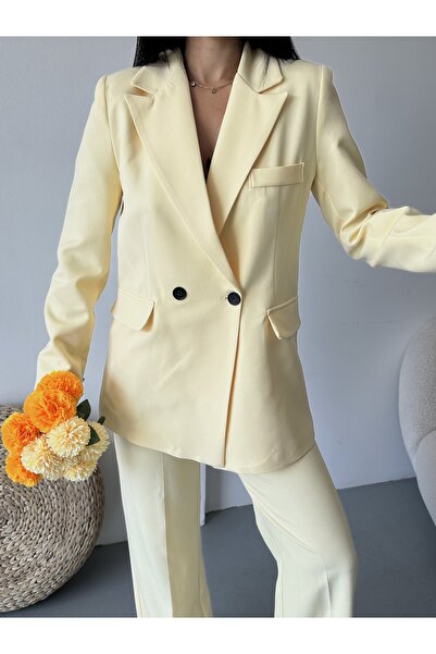 MYGİYİMİSTANBUL Blazer Jacket Palazzo Pants Suit