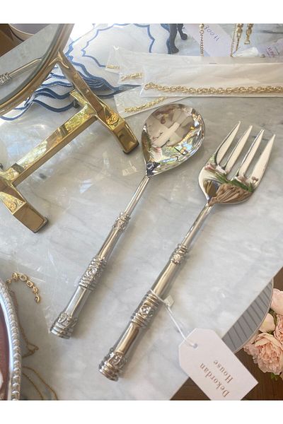 Dekordan House Shay Silver 2-Piece Salad Serving Set