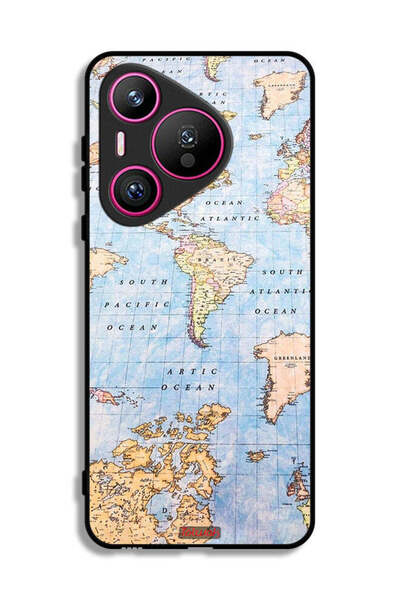 Tolwak غطاء حماية لهاتف هواوي بيورا 70 مع خريطة العالم