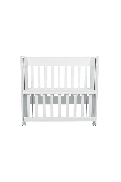 Nichiduta Patut din lemn Nichiduta Mini Cot White cu laterala culisanta,somiera reglabila pe 4 nivele de inalt