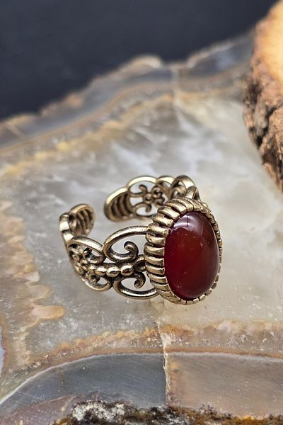 NBS Beautiful Naturel Stones Copper Pure Ring Adjustable Agate Stone Design Quality (Evil Eye) (Special Day, Gift)