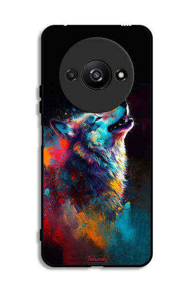 Tolwak Xiaomi Redmi A3 4G Protective Case Cover Wolf Colorful Art