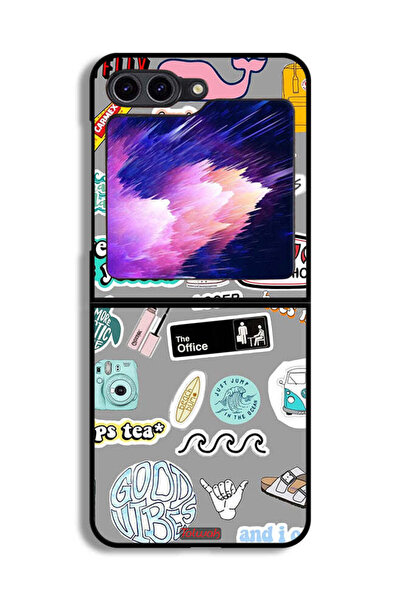 Tolwak غطاء حماية لهاتف Samsung Galaxy Z Flip6 بملصقات Good Vibes