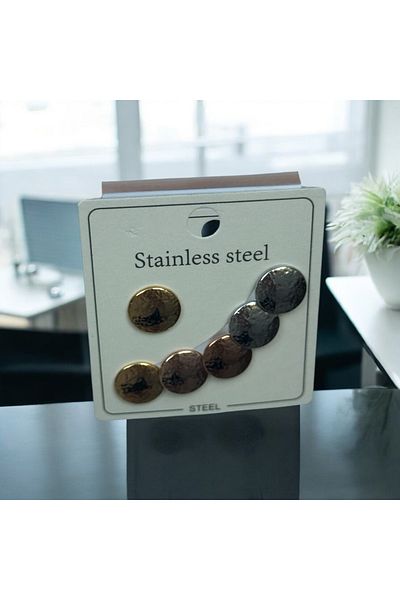 İNN JEWELLERY Steel Earrings Tarnish-Free Antiallergic 3 Colors Figured (2 Years Importer Guaranteed)
