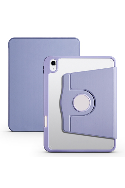 İLKATEK حافظة آيباد الجيل الحادي عشر 2025 من IKTK حافظة قابلة للدوران مع حجرة للقلم الحراري - رمادي لافندر