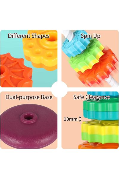 Micostore Pyramid Tower, Rainbow Spiral, Stacking and Dexterity Game, 12 months+, with spiral
