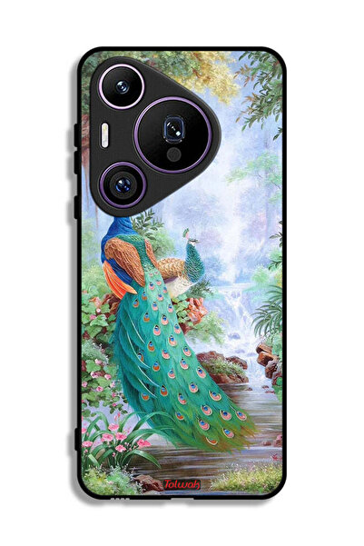 Tolwak غطاء حماية لهاتف هواوي بيورا 70 برو بنقشة الطاووس