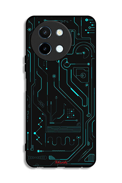 Tolwak غطاء حماية لهاتف Vivo Y38 5G دوائر فنية رقمية بسيطة شاشات متعددة