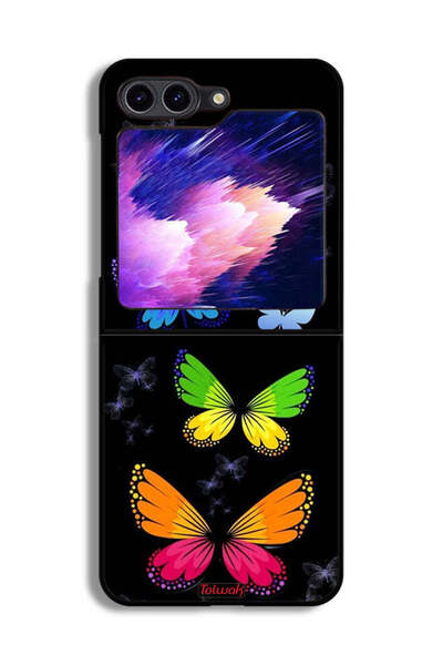 Tolwak غطاء حماية لهاتف Samsung Galaxy Z Flip6 بنقشة فراشات ملونة