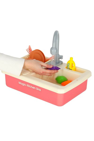 Micostore Children's Toy Sink with Running Water and Kitchen Accessories, 56 x 27 x 31cm, Pink