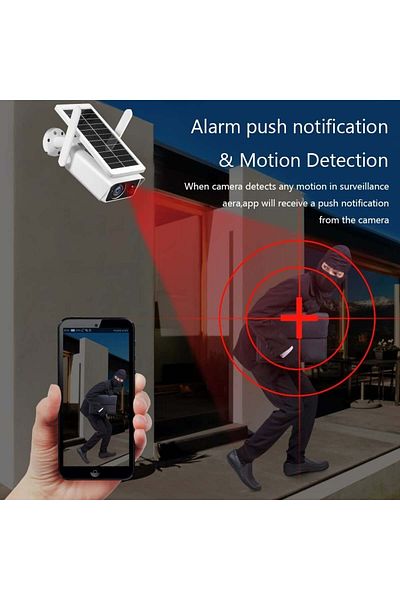 divendi-ro Solar surveillance camera, IP66, Full-HD, 2MP, infrared, with microphone and speaker, white