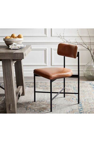 Hitit Dekorasyon Mais Siyah Metal Sandalye Deri