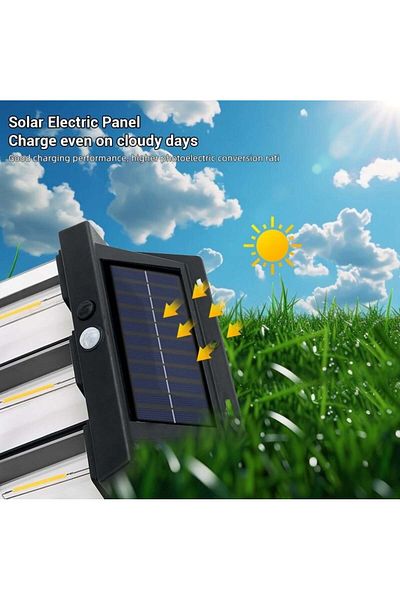 divendi-ro Solar wall lamp with 3 LED bulbs and 3 lighting modes, motion sensor, IP65, black