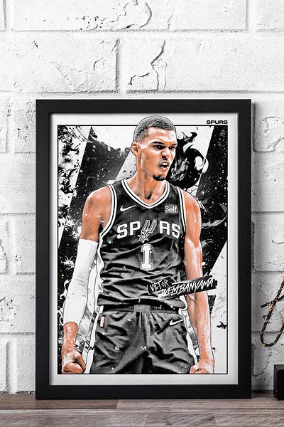 Saturn Victor Wembanyama Framed Painting - San Antonio Spurs Nba Poster Painting