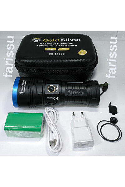 farissu GS-14000 Şarjlı El Feneri | 40W 4000 Lümen | 12800 mAh Li-ion | Kamp,...