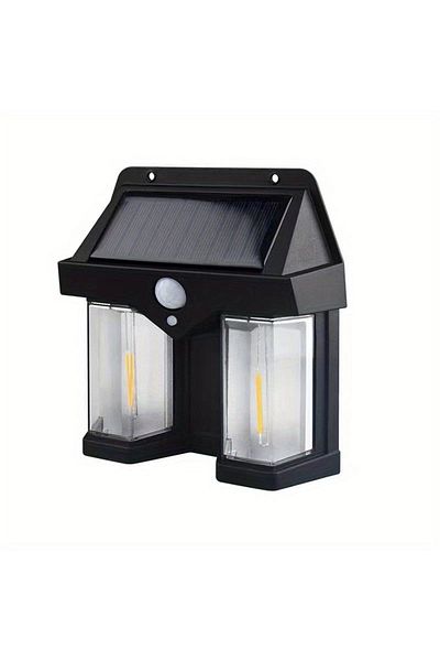 divendi-ro Double solar wall lamp, 2W, 1200LM, IP65 weather protection, for home or garden, black