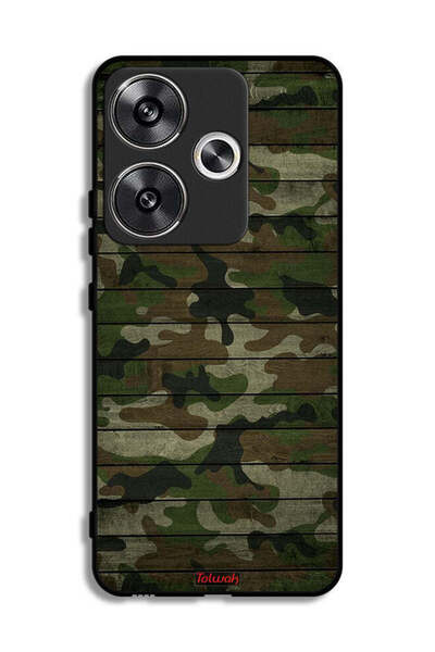 Tolwak Xiaomi Poco F6 5G Protective Case Cover Camouflage Wooden Pattern