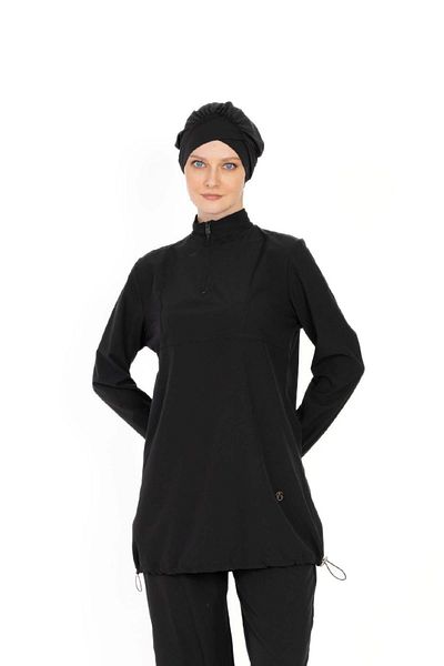 allsea Black Full Covered Hijab Swimsuit – Half Zipper C7T5N06
