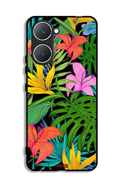 Tolwak غطاء حماية لهاتف Vivo Y03 4G بنقشة زهور استوائية وأوراق شجر