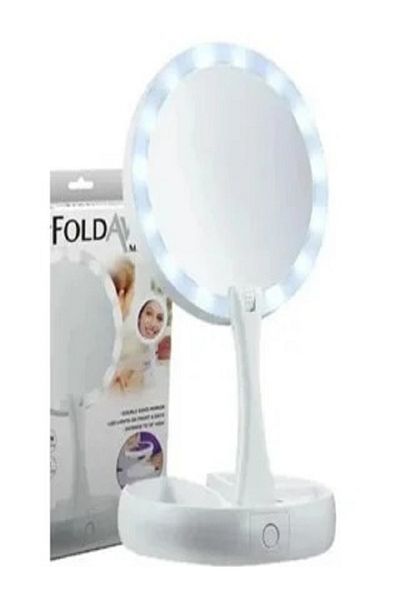 Generic Portable foldable mirror with LED sensor