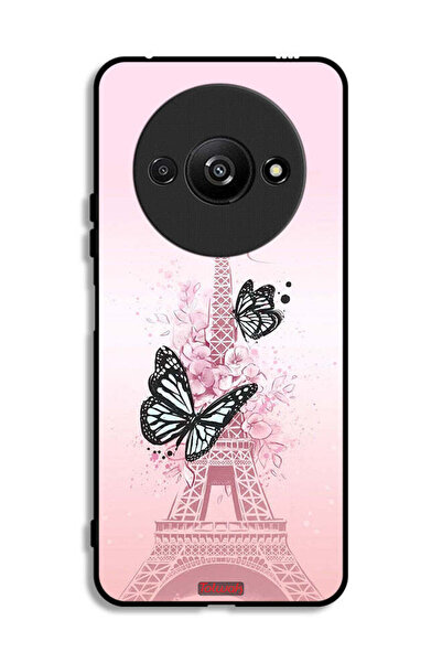 Tolwak Xiaomi Redmi A3 4G Protective Case Cover Butterflies On Eiffel Tower