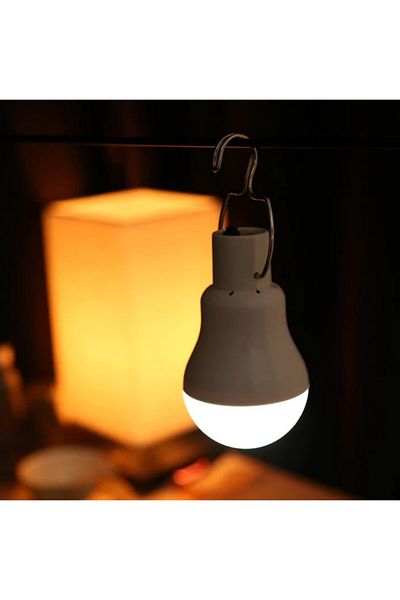 divendi-ro LED bulb GR-020 with solar panel, 5W, hook, portable, IP65, rechargeable with USB, cool white light