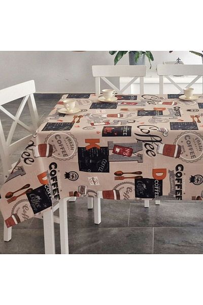 Pucioasa Teflon-coated cotton tablecloth, 140x180cm, Coffee V2