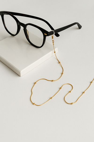 Narflake Bead Detailed Anti-Tarnish Steel Glasses Chain – Stylish Design & Gift Boxed