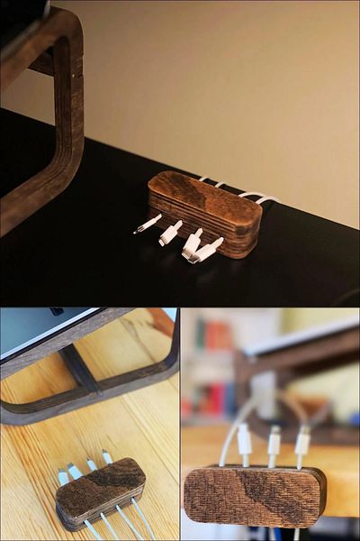 tuneex Wooden Set of 2 Laptop Stand Riser Cable Organizer Notebook Riser