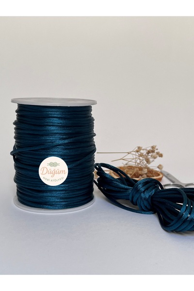 Düğüm Hobi Atölyesi 2 mm Petrol Yeşil 5 metre Floş Sıçan Kuyruğu İp Gelinlik Abiye Bağlama Kolye Hediye Paketi Aksesuar