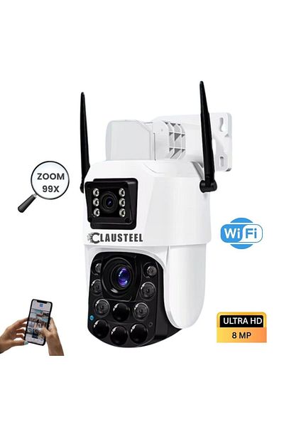 CLAUSTEEL 2in1 Professional Surveillance Camera, WiFi with 99X Zoom, 8 MP, 4K, 1 KM View