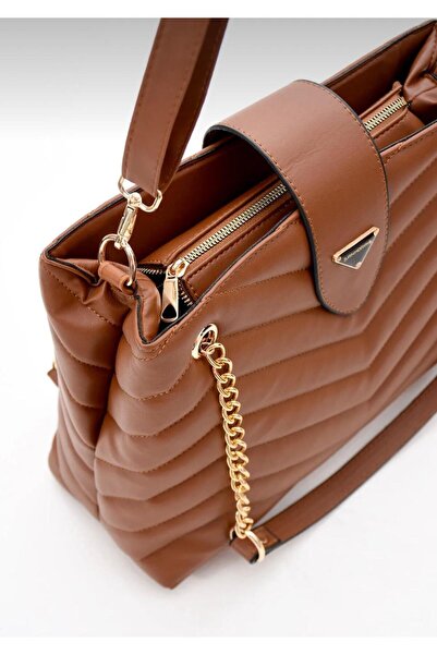 Sanmorris Kadın Suni Deri Kapitone Desenli 4 Bölmeli Zincir Aksesuarlı El Ve ...