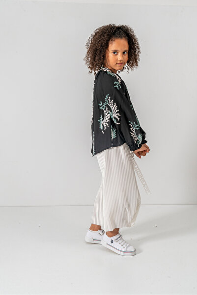 DFN Capri Pleated Trousers Scalloped/Embroidered Blouse/Shirt Gakım