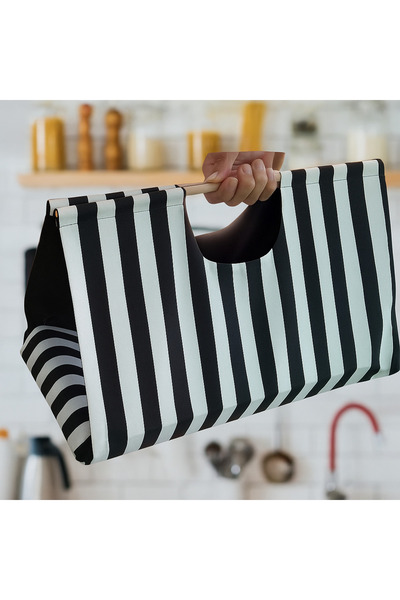 Parla Su İtici Kumaş Borcam Çantası (Siyah - Beyaz)