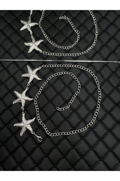 Descoin Silver/Star Accessory Chain Belt,Coat Belt,Women's Belt