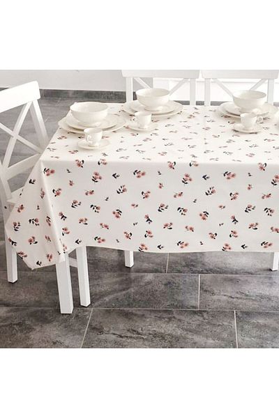 Pucioasa Teflon-coated cotton tablecloth, 140x180cm, Pink flowers