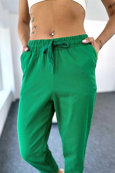 My Blog Green Tassel Detailed Trousers