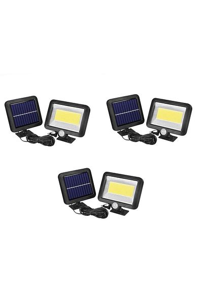 Welora Set 3 X 100 LED COB Solar Lamp 100 LEDs, Power 30W, Light and Motion Sensor, Black