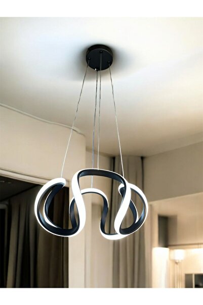 KRAYDINLATMA Samanyolu Siyah Ultra Süper 3 RENK Ledli Sarkıtma Avize (30cm)