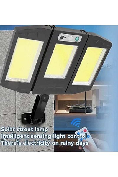 divendi-ro TRIPLA COB motion sensor solar wall lamp with remote control for outdoor use