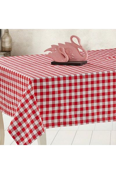Pucioasa Teflon-coated cotton tablecloth, 160x220cm, red squares