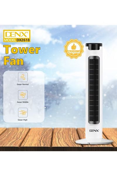 Denx Bladeless Oscillating Tower Fan, Portable Quiet Cooling Fan, Electric Standing Floor FanDX2617