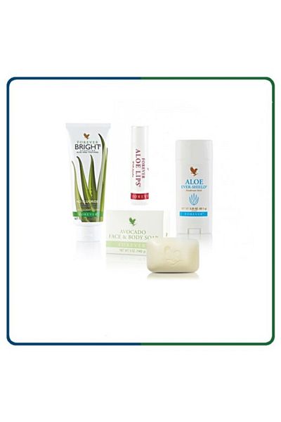 Forever Personal care set (toothpaste, deodorant, face and body soap, and lip balm)