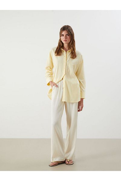 LC Waikiki New Season Elastic Waist Textured Wide Leg Women's Trousers - S5Qa51Z8