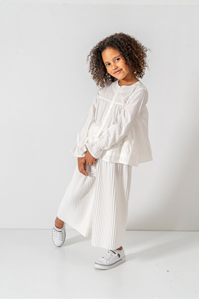 DFN Capri Pleated Trousers Scalloped/Embroidered Blouse/Shirt Gakım